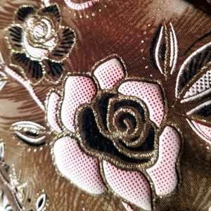 Vintage Glittery Gold Floral Layered Silky Top